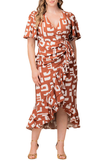 Dressbarn Premium | Alexandra Ruffle Faux Wrap Gown - Plus