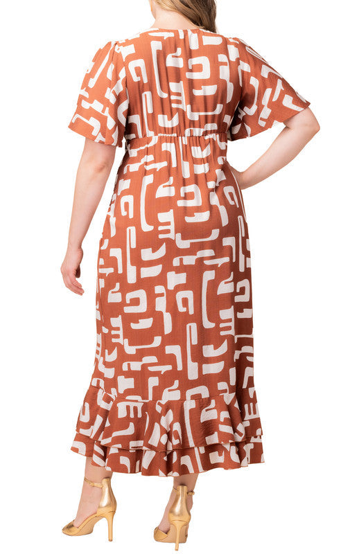 Dressbarn Premium | Alexandra Ruffle Faux Wrap Gown - Plus
