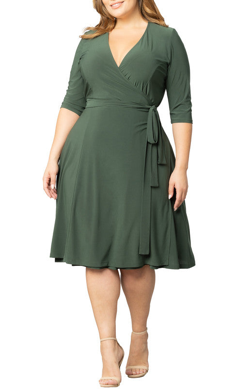 Dressbarn Featured | Essential Wrap Dress - Olive Green - Plus