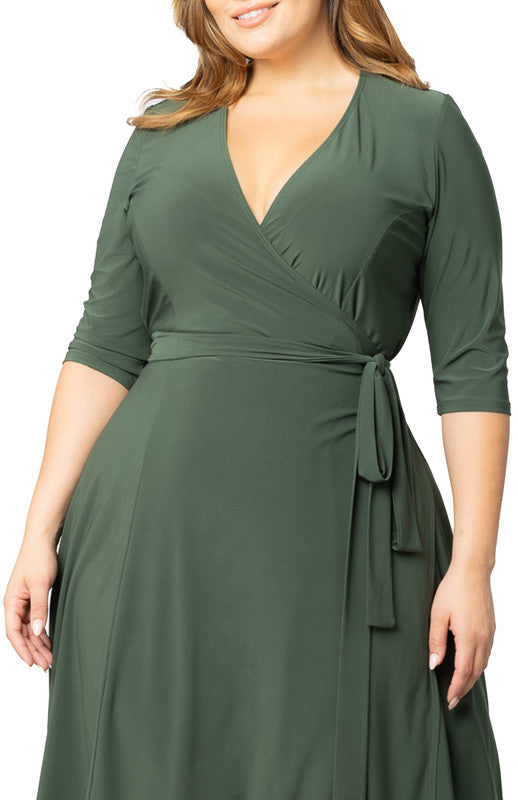 Dressbarn Featured | Essential Wrap Dress - Olive Green - Plus