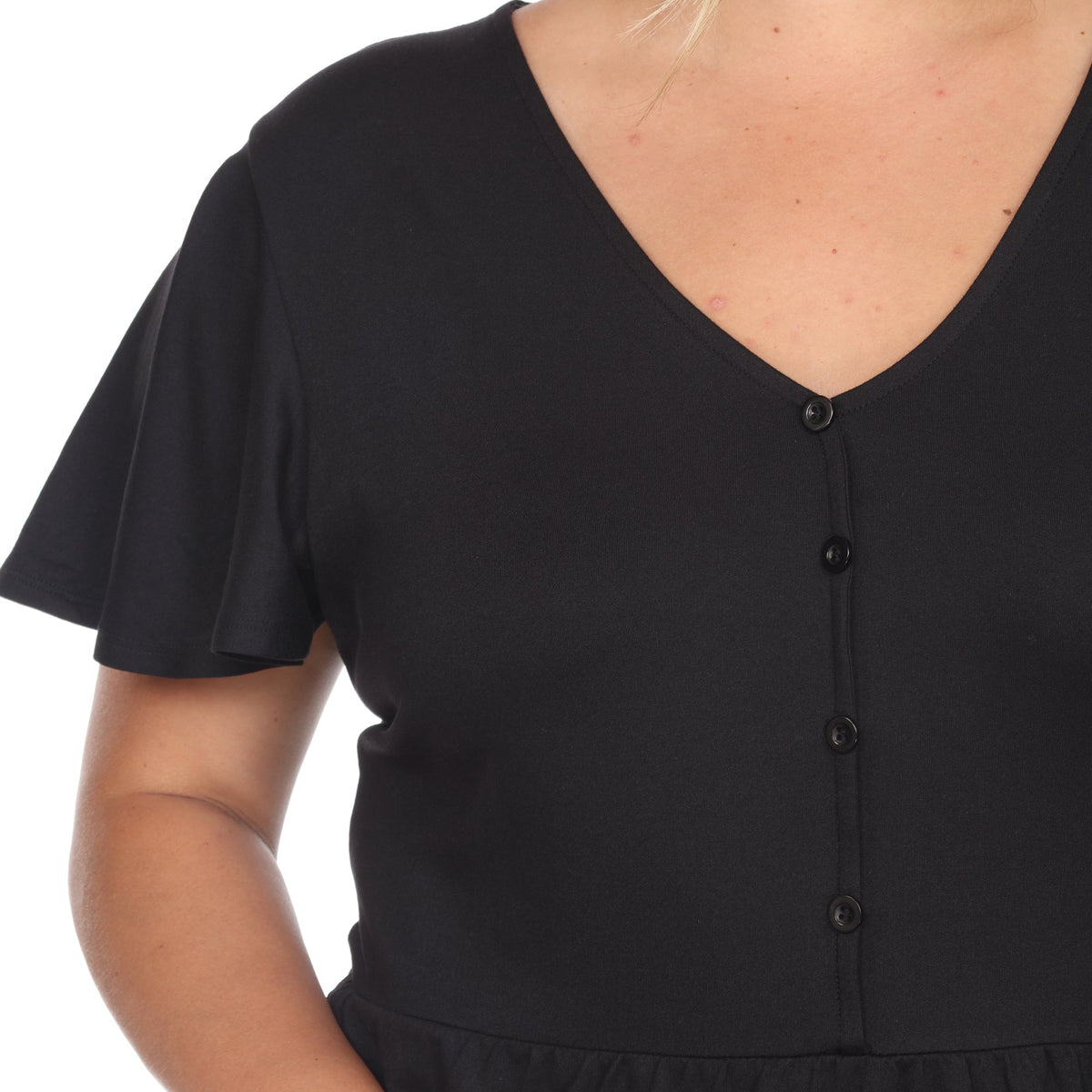 Dressbarn Trending | Short Sleeve V-neck Tiered Midi Dress - Plus