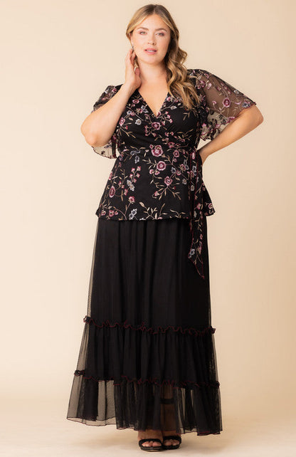 Dressbarn Best Seller | Moonlit Garden Rosalie Embroidered Wrap Top - Plus