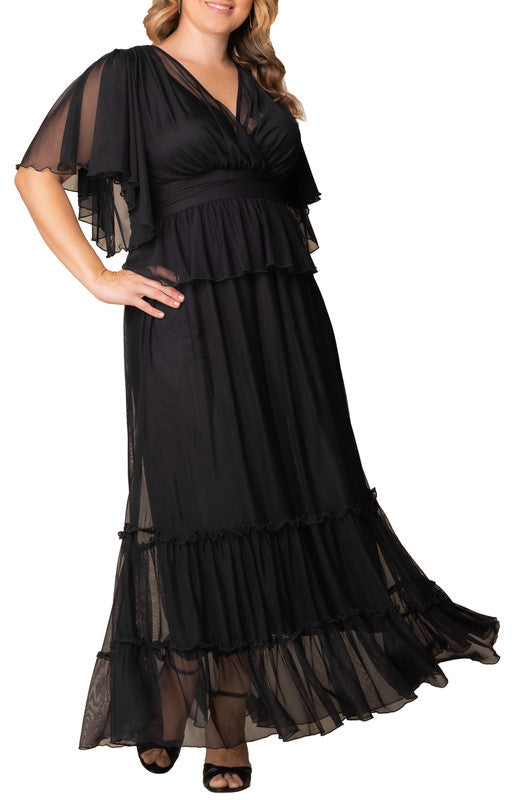 Dressbarn Premium | Graceful Tiered Mesh Gown - Plus