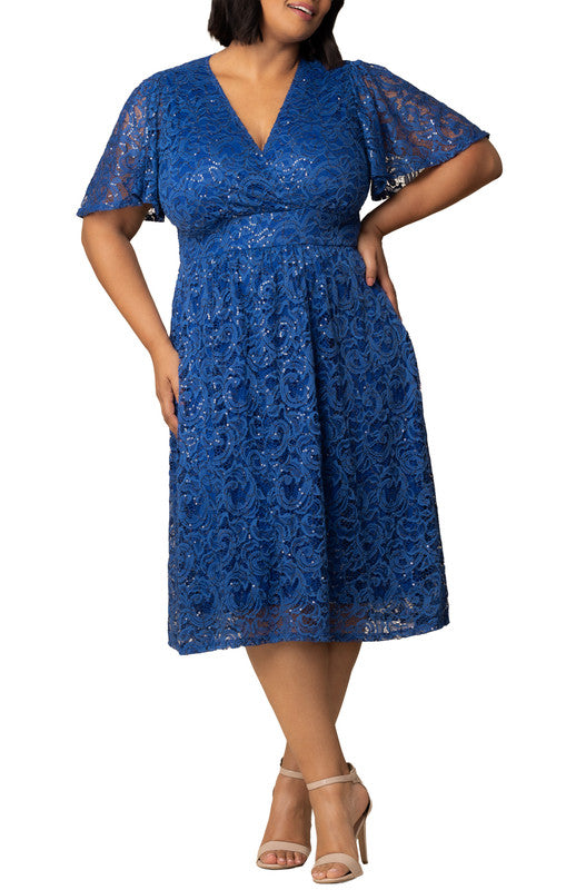 Dressbarn Popular | Starry Sequin Lace Cocktail Dress - Plus