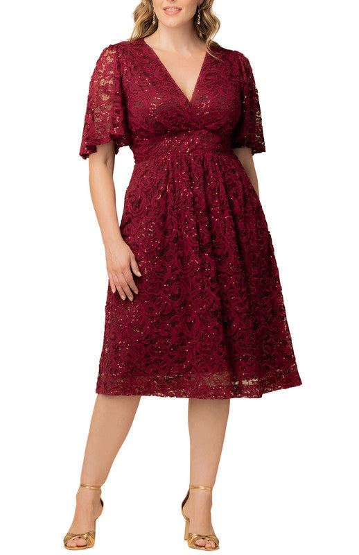 Dressbarn Popular | Starry Sequin Lace Cocktail Dress - Plus