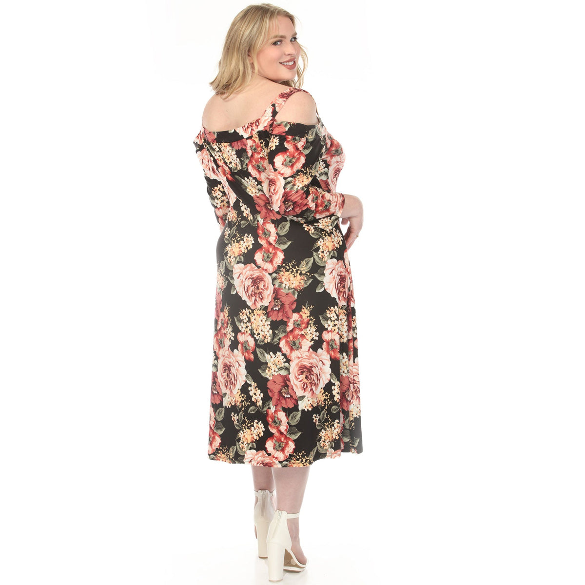 Dressbarn Trending | Women's  Cold Shoulder 3/4 Sleeve Dress - Black - Plus