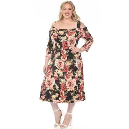 Dressbarn Trending | Women's  Cold Shoulder 3/4 Sleeve Dress - Black - Plus