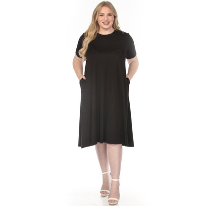Dressbarn Premium | Women's  Crew Neck T-Shirt Dress - Black - Plus