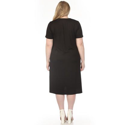 Dressbarn Premium | Women's  Crew Neck T-Shirt Dress - Black - Plus