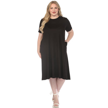 Dressbarn Premium | Women's  Crew Neck T-Shirt Dress - Black - Plus