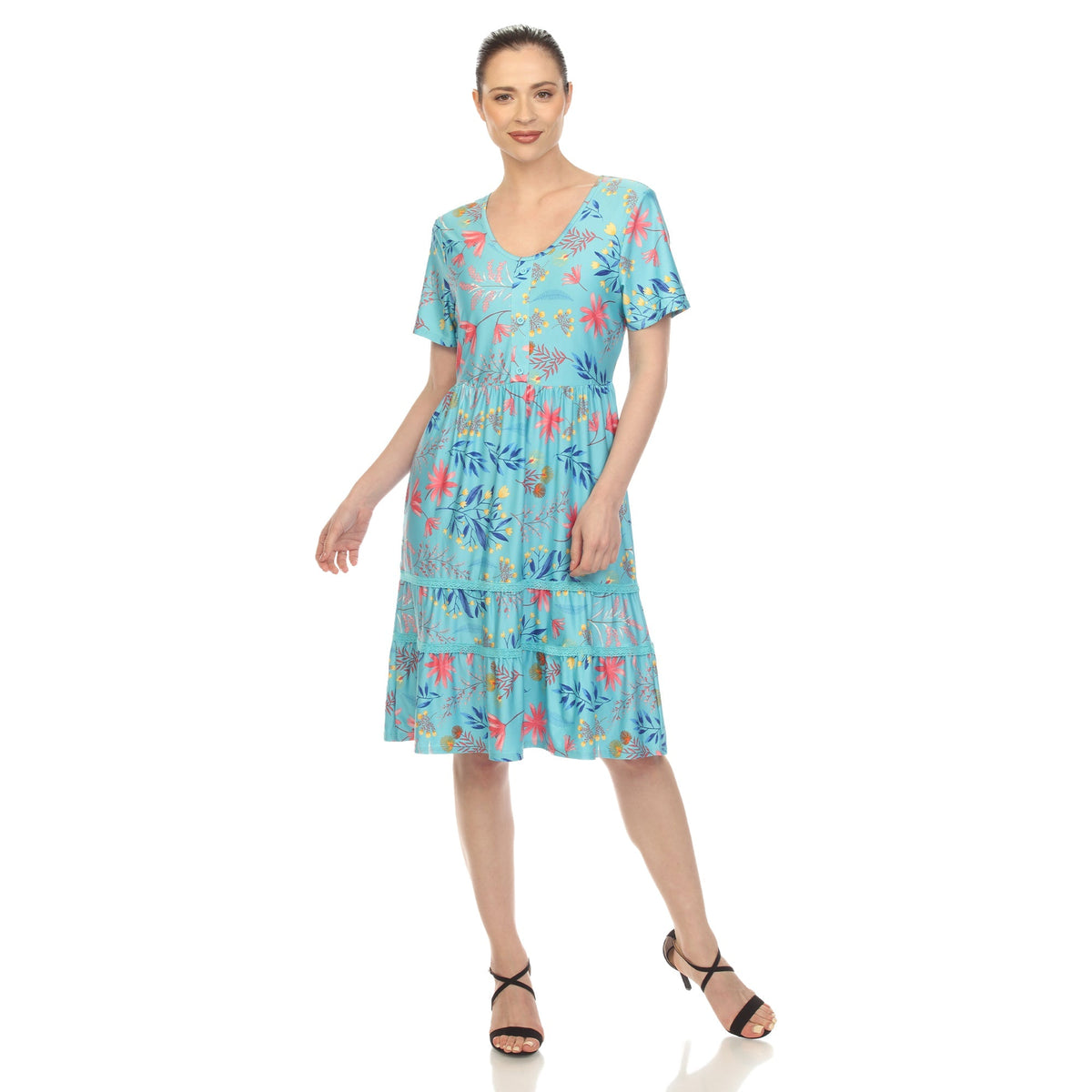 Dressbarn Best Seller | Floral Short Sleeve Knee Length Dress