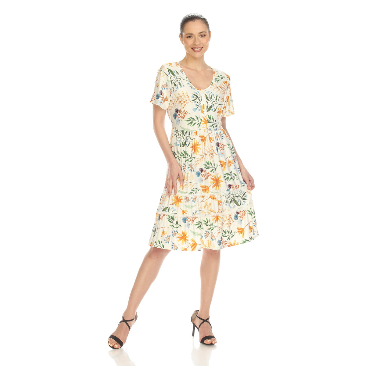 Dressbarn Best Seller | Floral Short Sleeve Knee Length Dress