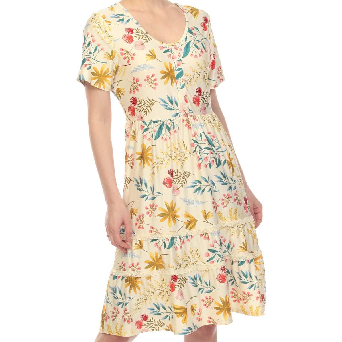 Dressbarn Best Seller | Floral Short Sleeve Knee Length Dress