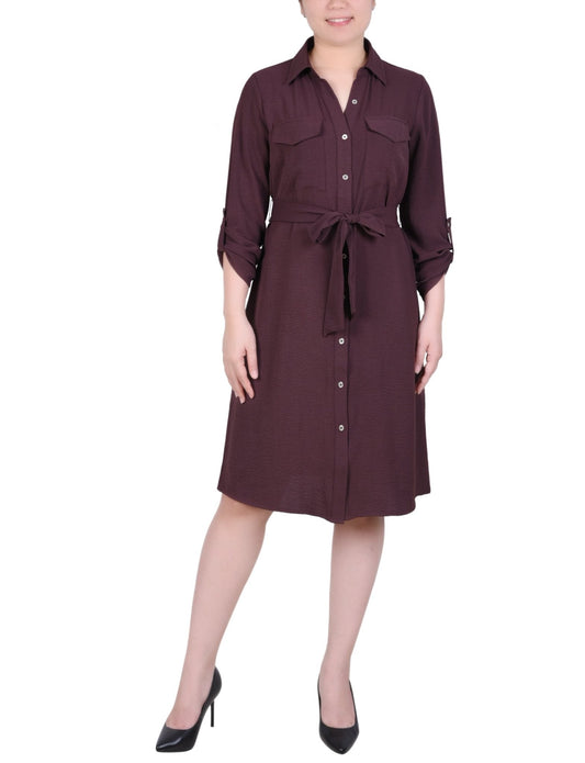 Dressbarn New | Fudge Long Roll Tab Sleeve Shirtdress