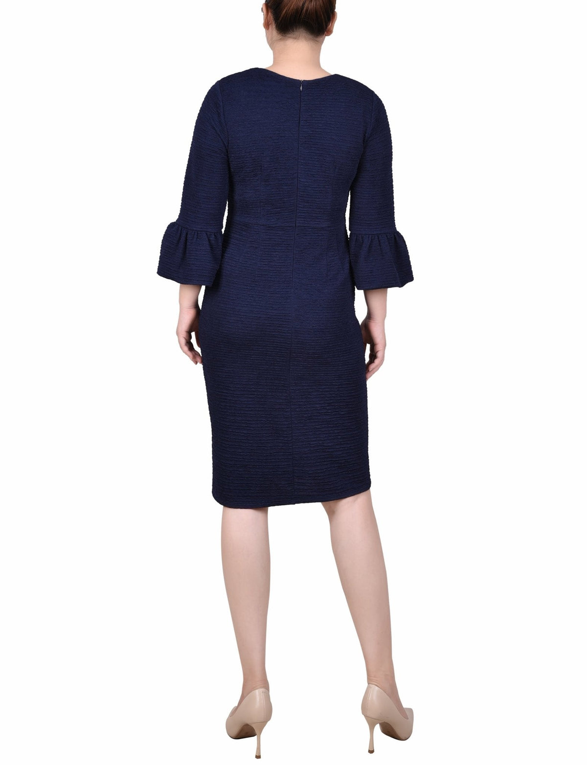 Dressbarn Best Seller | Navy 3/4 Length Pearl Detail Dress