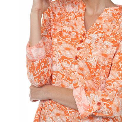 Dressbarn New | Pleated Long Sleeve Floral Print Blouse