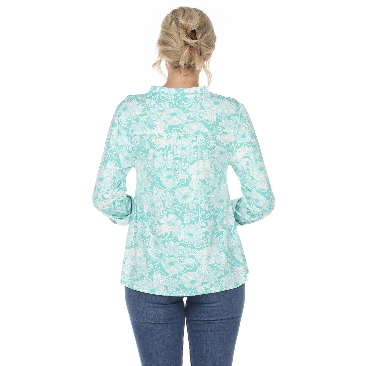 Dressbarn New | Pleated Long Sleeve Floral Print Blouse