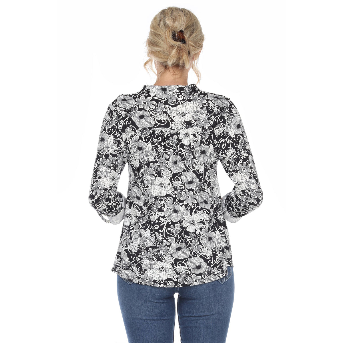 Dressbarn New | Pleated Long Sleeve Floral Print Blouse