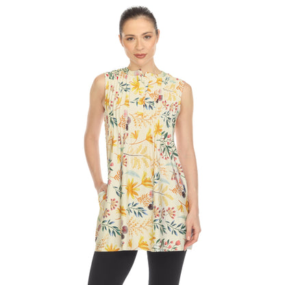 Dressbarn Trending | Beige Floral Sleeveless Tunic Top