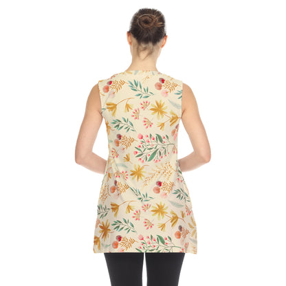 Dressbarn Trending | Beige Floral Sleeveless Tunic Top