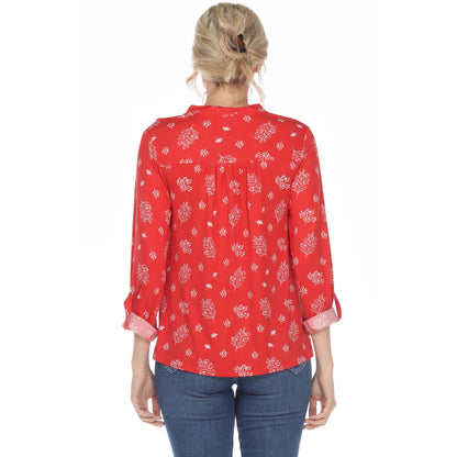 Dressbarn Best Seller | Women's Pleated Long Sleeve Leaf Print Blouse