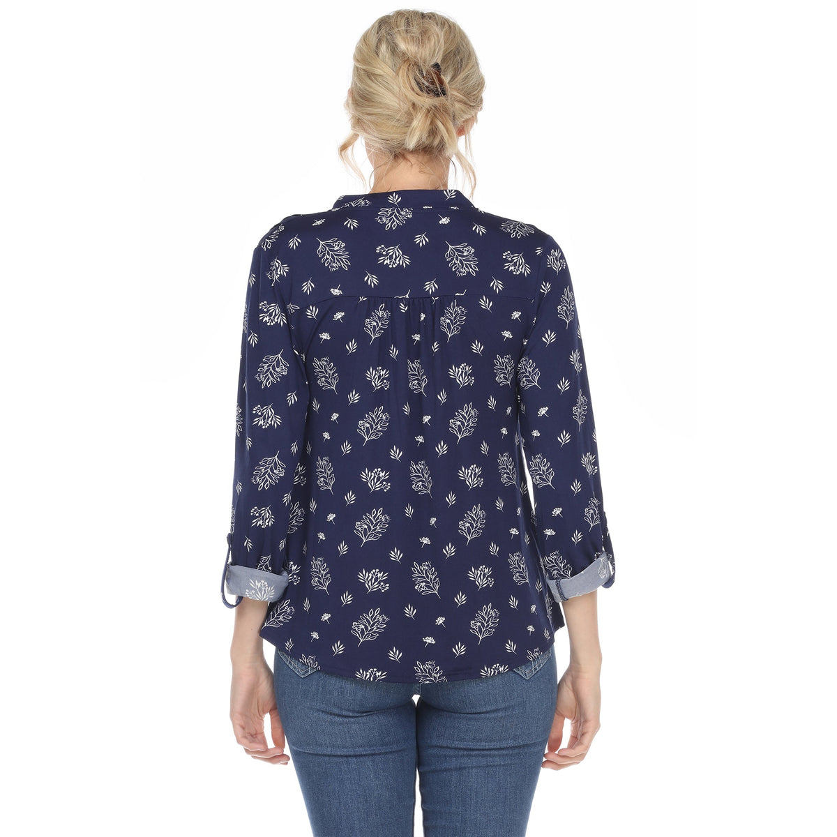 Dressbarn Best Seller | Women's Pleated Long Sleeve Leaf Print Blouse