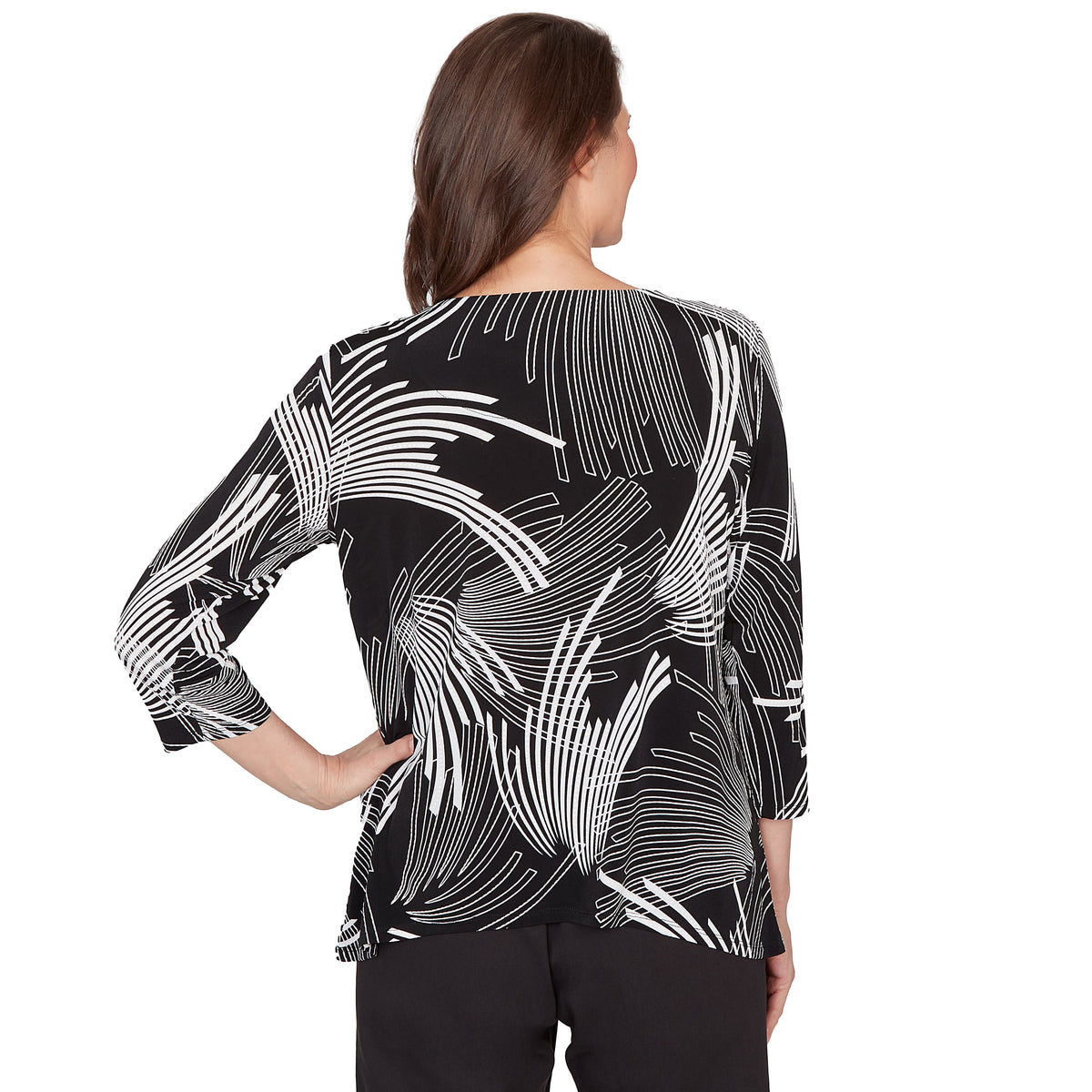 Dressbarn Premium | Alfred Dunner Geometric Sharkbite Hem Top with Necklace