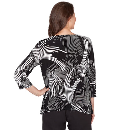 Dressbarn Premium | Alfred Dunner Geometric Sharkbite Hem Top with Necklace