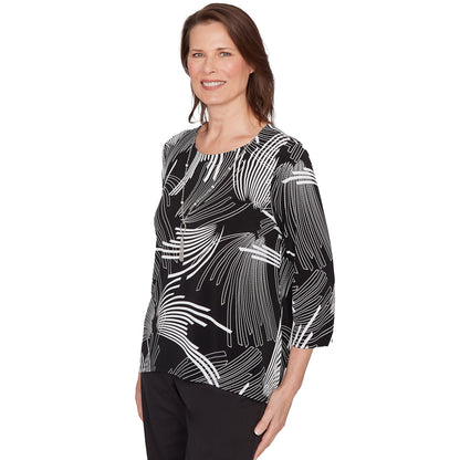Dressbarn Premium | Alfred Dunner Geometric Sharkbite Hem Top with Necklace