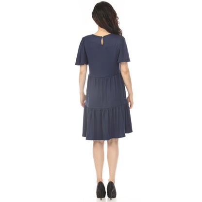 Dressbarn Trending | Women's V-Neck Short Sleeve Dress - Navy