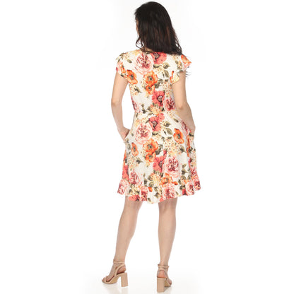Dressbarn Best Seller | Women's V-Neck Empire Dress - Ivory Orange