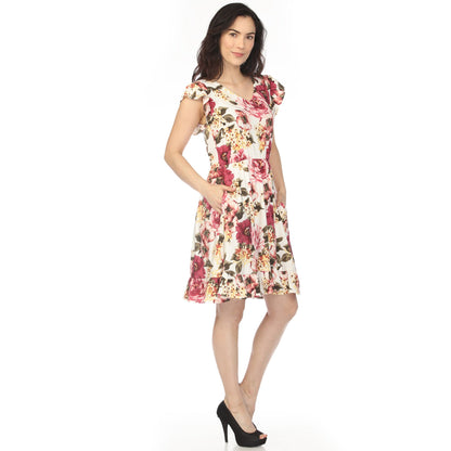 Dressbarn Recommended | Women's V-Neck Empire Dress - Ivory Mauve