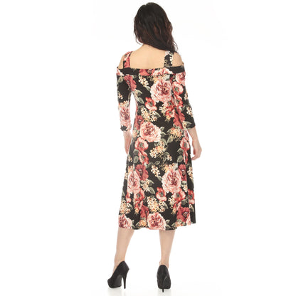 Dressbarn Recommended | Women's Cold Shoulder 3/4 Sleeve Dress - Black