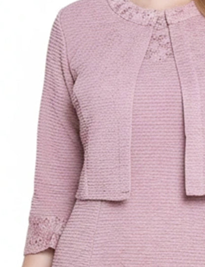Dressbarn Premium | NY Collection Two Piece Novelty Knit and Lace Dress Set