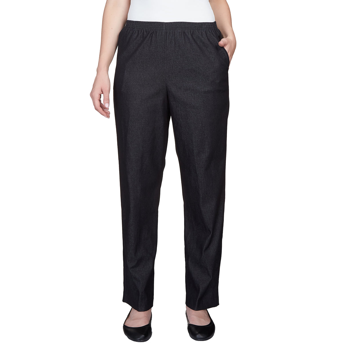 Dressbarn New | Alfred Dunner Women's Denim Comfort Waistband Mid Rise Regular Fit Straight Leg Pant, Average Length