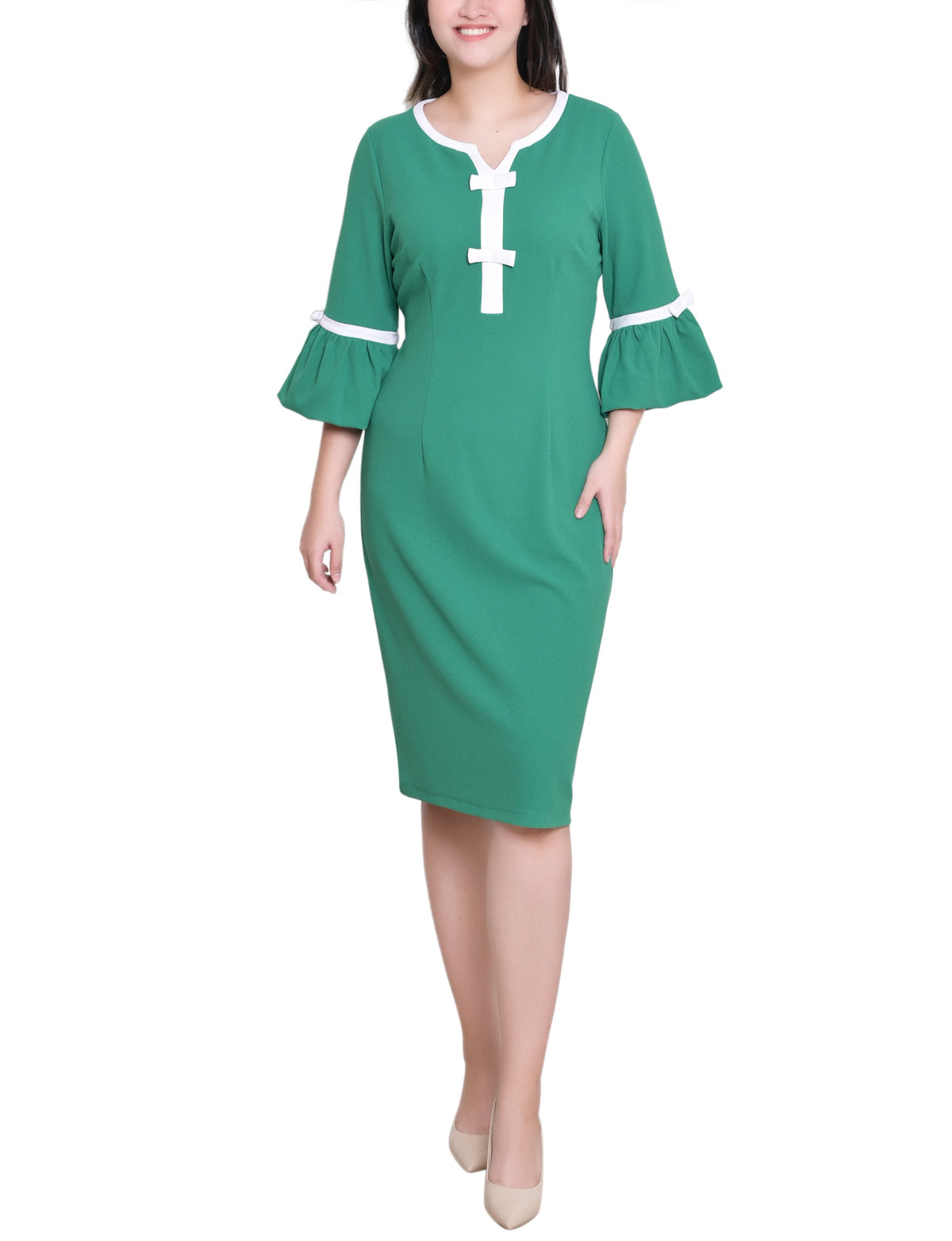 Dressbarn Popular | NY Collection Missy 3/4 Sleeve Contrast Detail Dress