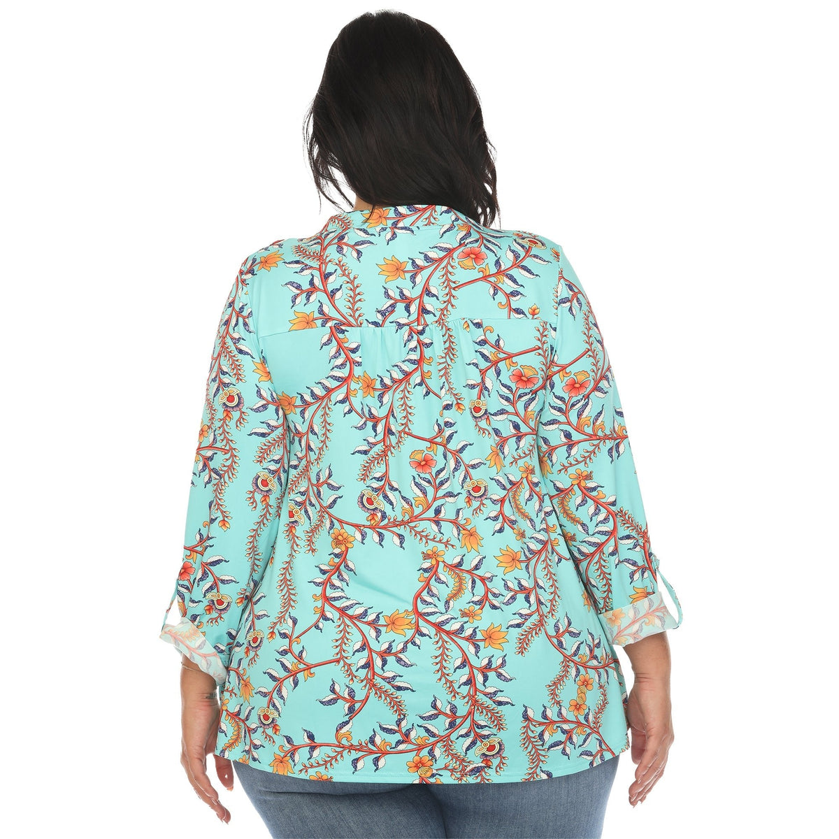 Dressbarn New | Paisley Button Front Tunic Top - Plus