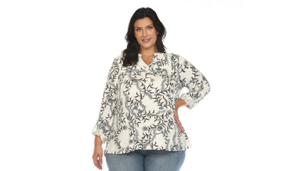 Dressbarn New | Paisley Button Front Tunic Top - Plus