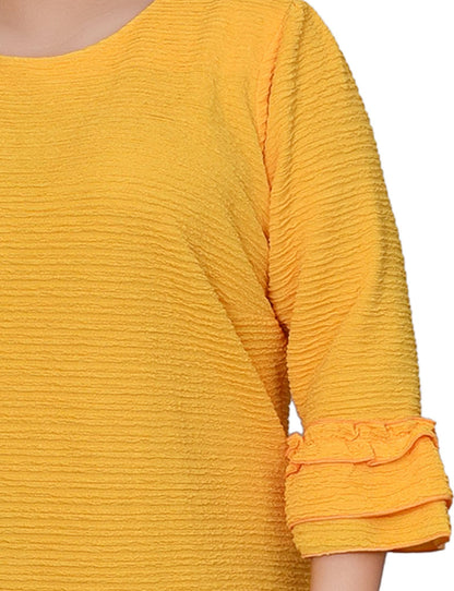 Dressbarn Premium | Lemon 3/4 Sleeve Textured Knit Dress - Plus