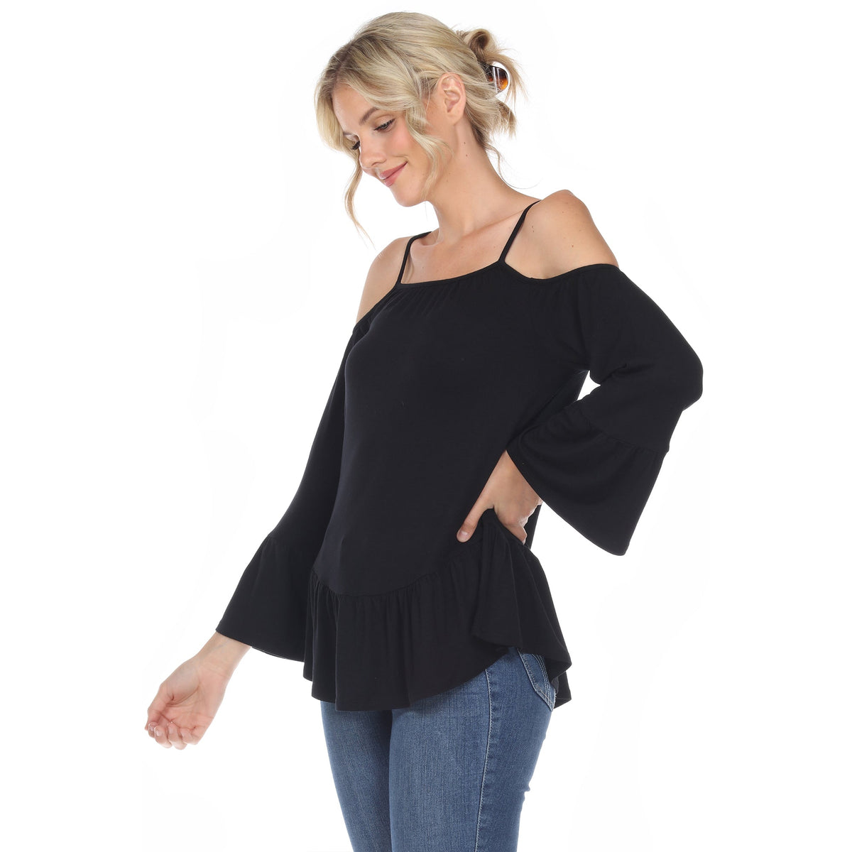 Dressbarn Popular | Cold Shoulder Ruffle Sleeve Top
