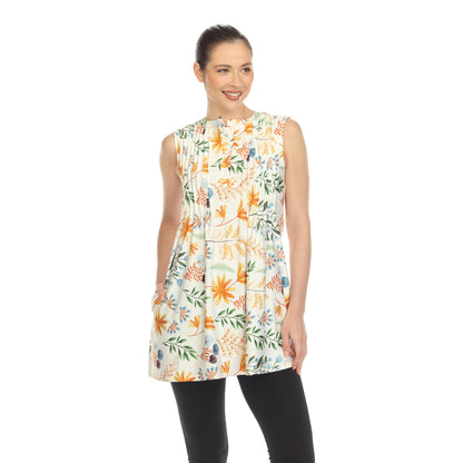 Dressbarn Trending | White Floral Sleeveless Tunic Top