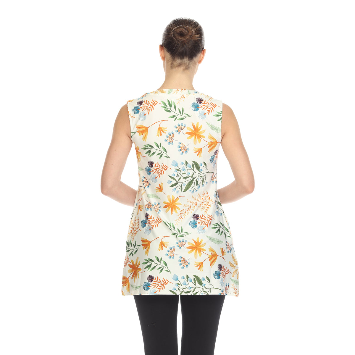 Dressbarn Trending | White Floral Sleeveless Tunic Top