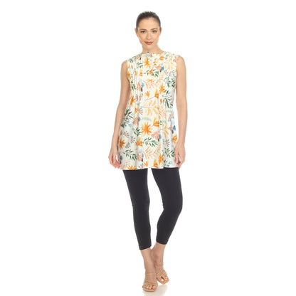 Dressbarn Trending | White Floral Sleeveless Tunic Top